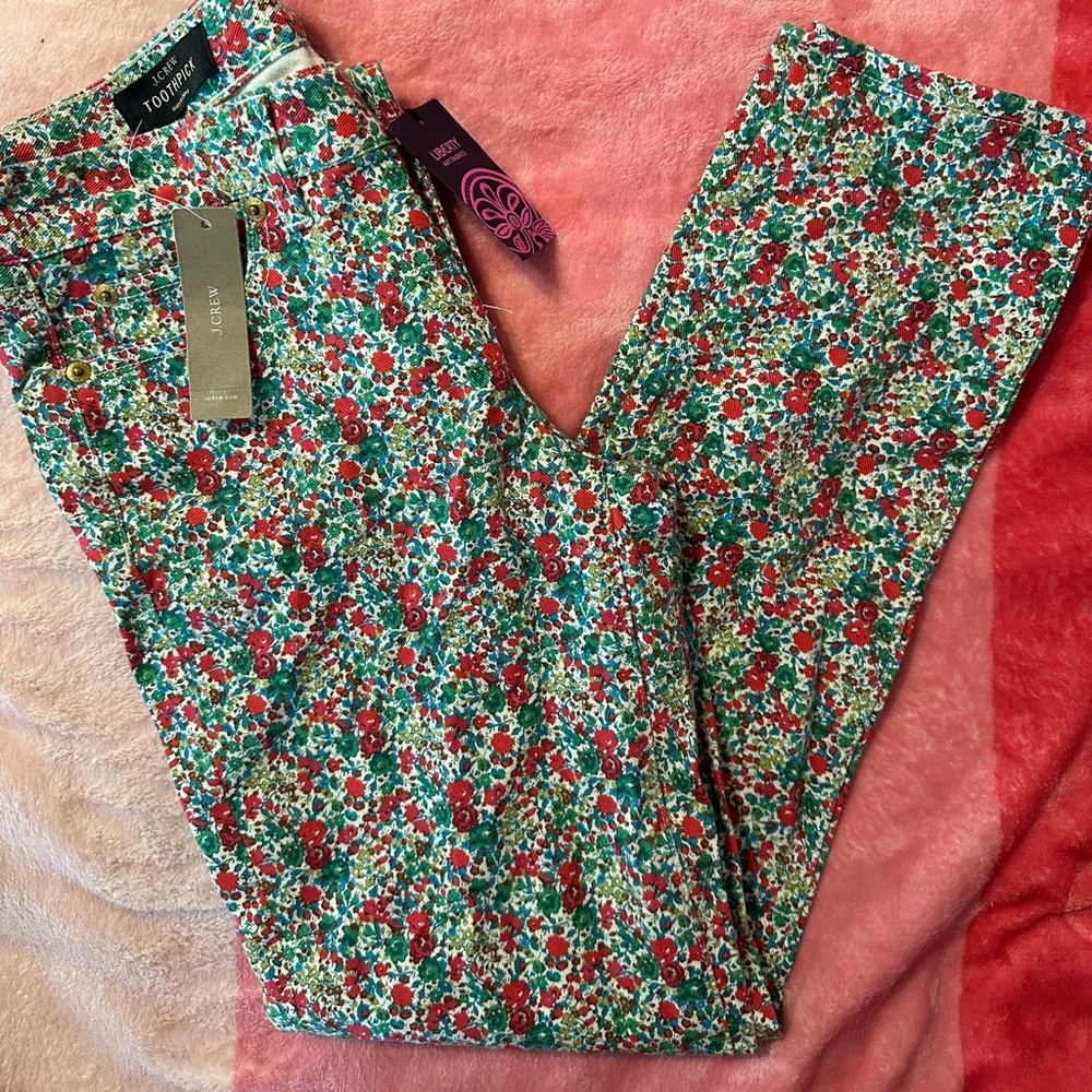 NWT J Crew x Liberty Toothpick pants, size 27